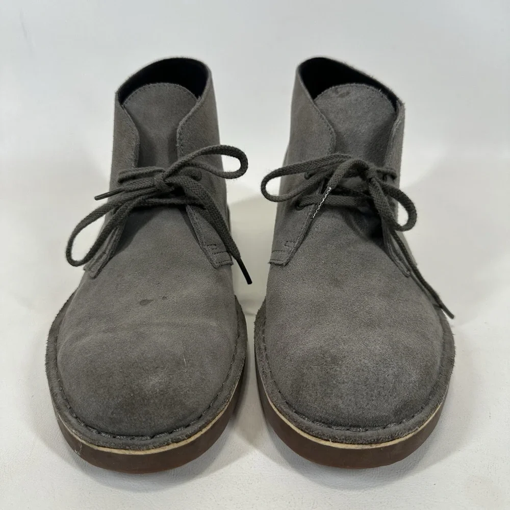 Clarks Bushacre 2 Gray Suede Leather Chukka Desert Boots Men's Size 8.5 M